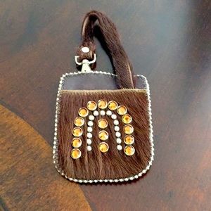 Small fur brown crystal phone holder
